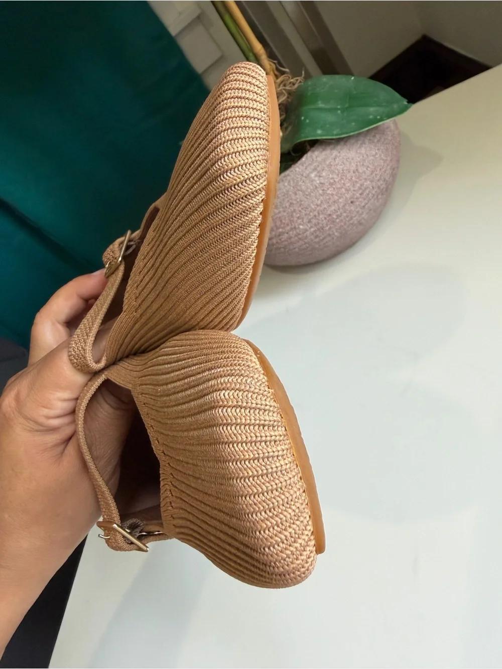 VIVAIA Margot Mary Jane Square Toe Flats - Nutmeg / Beige (Size EU 37 / US 6.5)